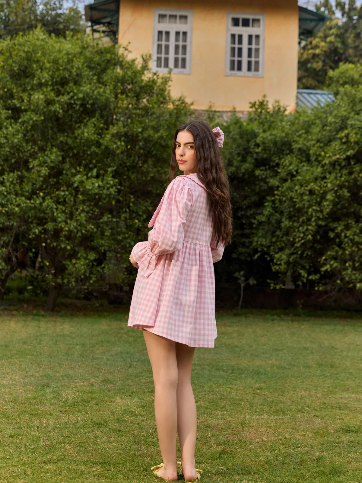 Pink Checked Daybreak Mini Dress