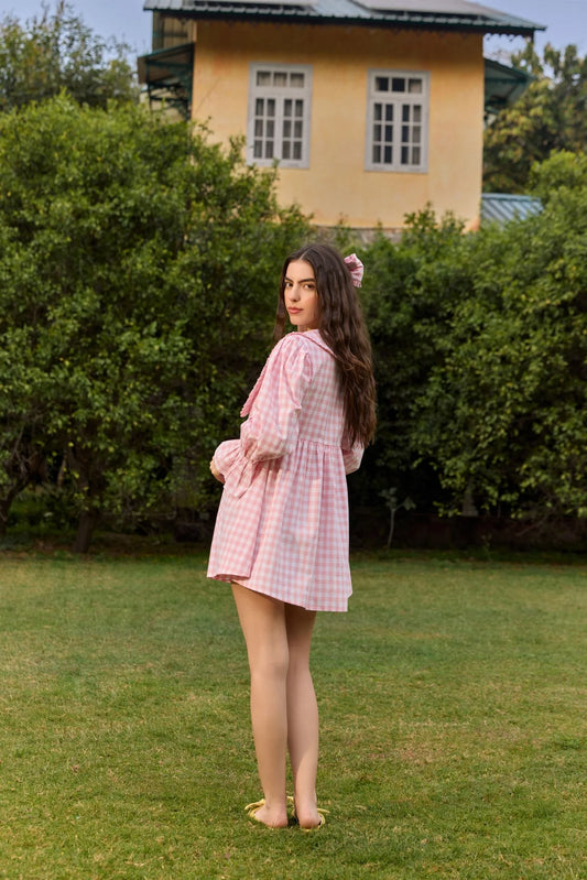 Pink Checked Daybreak Mini Dress