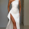 One-Shoulder Satin Maxi Dress