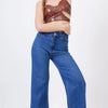 High-Waist Wide-leg Denim Jeans - Pale Blue